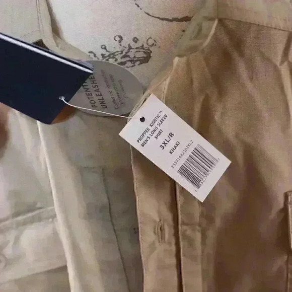 NWT Propper 3XL Kinetic Long Sleeve Tactical button down shirt Khaki - Picture 11 of 16